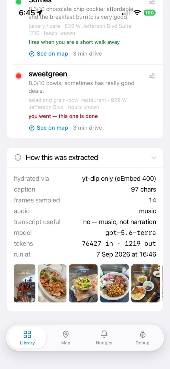 how this was extracted: source, frames sampled, model, and tokens