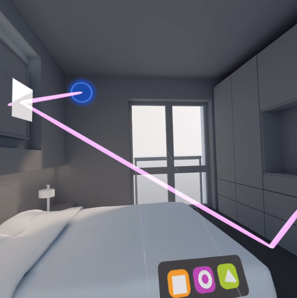 shapesxr prototype of a spatial puzzle concept in a bedroom