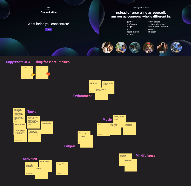 figjam board clustering brainstormed gift ideas