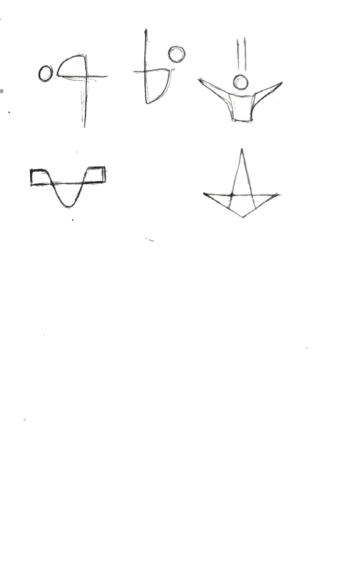 pencil sketches exploring diver and wave motifs